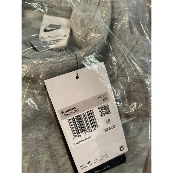 Nike Women's club Fleece Mock-Neck Sweatshirt Grey XS - Picture 9 of 9